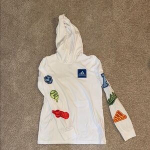 Adidas Kids White Hooded Long-Sleeve Graphic Top